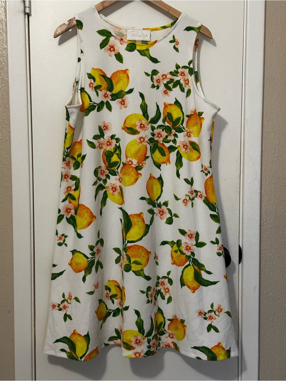 Cappagallo Lemon & Floral Print Sleeveless Shift Dress – Size XL